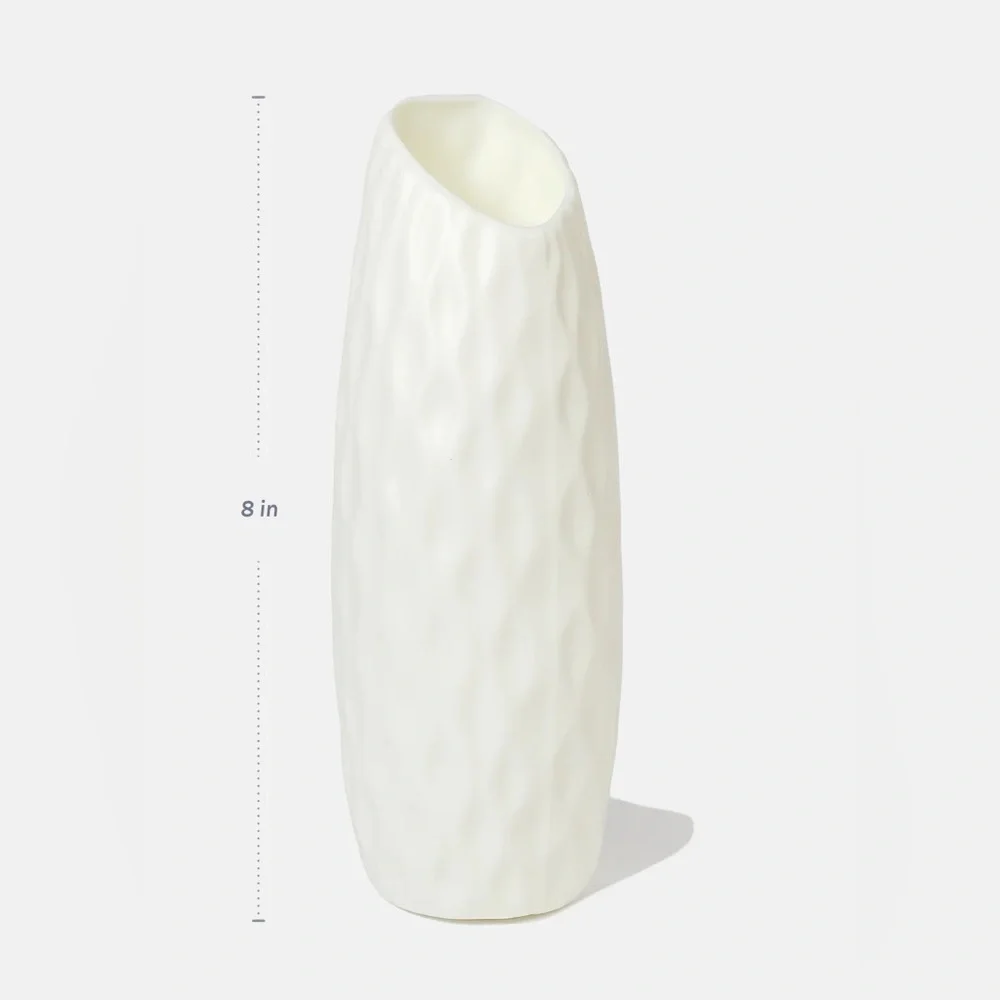 3/$15 Cream White Plastic Vase Textured Plastic Aesthetic Vase Home Decor